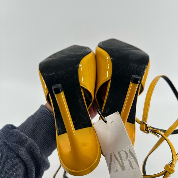 New Zara yellow lace up heel size 6.5 - Picture 2 of 4